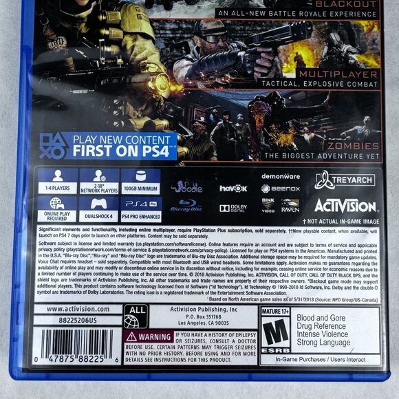 PS4 Call Of Duty Black Ops 4 Game Playstation 4 Mature 17+ Zombies - Picture 5 of 7